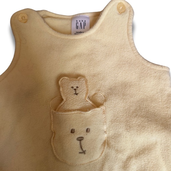 Baby Gap Yellow Fleece Bear Pocket Overalls - Picture 3 of 5